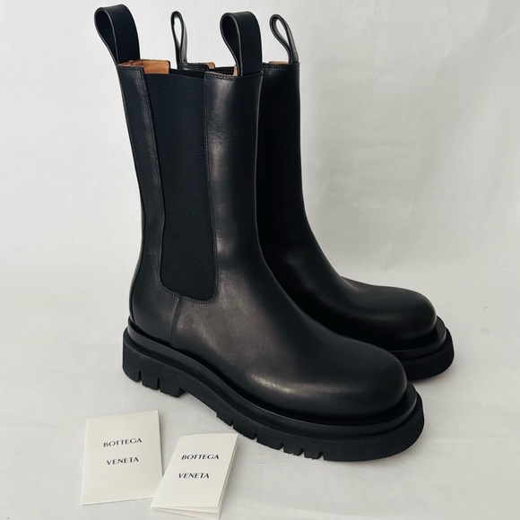 Bottega Veneta Lug Mid Calf Chelsea Boot in Black EU 38.5 NWT $1450 - Picture 9 of 14